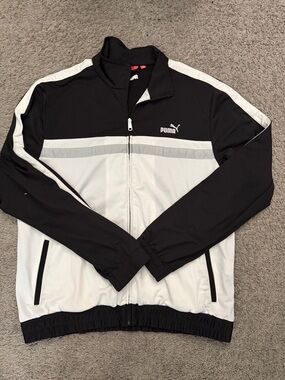 Puma Black and White Colorblock Windbreaker Jacket